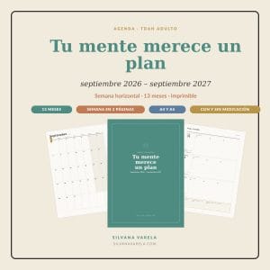 Agenda TDAH 2026-2027 «Tu mente merece un plan» (PDF imprimible)