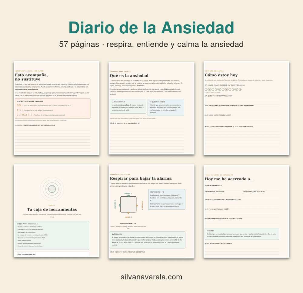 Diario de la Ansiedad «Respira» — herramientas para calmar la ansiedad (PDF imprimible) - Imagen 2